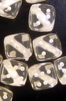 Dice Bead 9 mm hole 1.5 mm transparent with white - 20 grams ~36 pieces