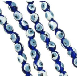 Μάτι μπλε χάντρα σε κορδόνι № 2-8.5x7 mm -50 τεμάχια