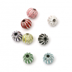 Opaque Acrylic Round Beads with Silver Line, 10 mm hole 3 mm MIX - 50 grams ± 98 pieces