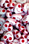Heart bead with smile 9x9 mm hole 1 mm red - 50 grams ± 240 pieces
