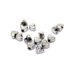 Metallized Heart Bead / 11.5x9x7 mm, Hole: 3.5 mm / Silver - 50 grams ~ 117 pieces