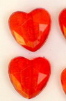 Мънисто кристал сърце 15x15x8 мм дупка 1.5 мм многостенно червено -50 грама ~ 48 броя