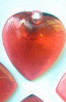 Plastic Transparent Heart Pendant, Red, 23 mm, 50 grams, 26 pieces