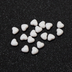 Bead solid heart 8x9 mm hole 1 mm white -50 grams ~ 340 pieces