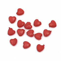 Χάντρα πλακέ καρδιά 8x9 mm τρύπα 1,5 mm κόκκινο -50 γραμμάρια ~ 310 τεμάχια