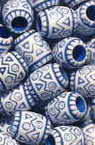 Barrel Bead, Faded Color, cylinder 8.5x7 mm hole 3 mm blue painted - 50 grams ± 240 pieces