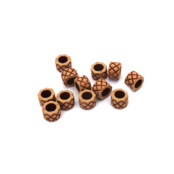 Acrylic Cylinder Bead ANTIQUE /  10 mm / brown - 50 grams