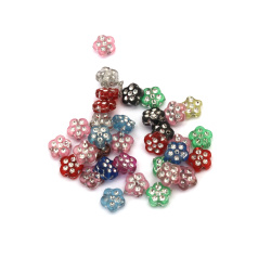 Flower-shaped beads, 8x3.5 mm, hole 1 mm, imitation gemstones, MIX - 20 grams, approximately 165 pieces