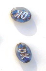 Margele  argintii oval 10 mm albastru -50 grame
