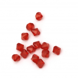 Crystal bead 6x6 mm hole 1 mm red -50 grams ~ 650 pieces