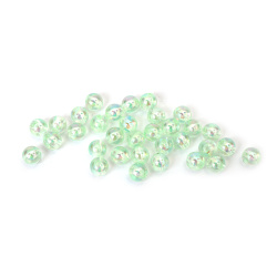 Crystal Beads, Ball Shape, 8 mm, Hole 2 mm, Mint RAINBOW Color – 20 grams, ~80 pieces