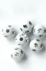 Plastic round bead with imitation of pebbles 8 mm hole 1.5 mm white - 50 grams ~ 200 pieces