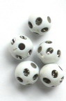 Plastic round bead with imitation of pebbles 10 mm hole 2.5 mm color white - 20 grams ~ 38 pieces