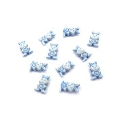 Plastic bunny-shaped beads 13mm blue - 50g