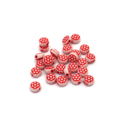 Craft Style Acrylic Round Beads, Flower, Faded Color, Red 8x5 mm - 50 grams ~ 300 pieces