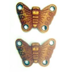 Butterfly Beads, Antique Embossed Plastic Beads, Brown, 36 mm, 50 grams