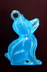 Luminous Plastic Pendant in the Shape of a Dog, Blue, 36 mm, 10 pieces 