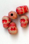 Halloween Plastic Skull Bead, White and Red, 9 mm, 50 grams