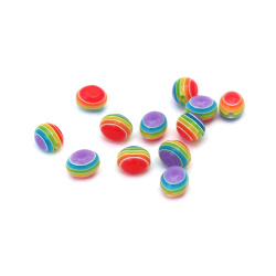 Resin acrylic beads, striped cylinder oval 10x8 mm colored - 50 pieces