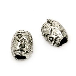 Perlele metalizate forma  cilindrul argintiu 9x8 mm gaură 4 mm culoare argintiu -50 grame