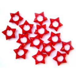Acrylic pentacle solid beads for jewelry making 14 mm red - 50 grams