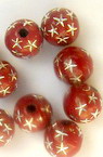 Opaque Acrylic Round Beads with Silver Line, 8 mm red - 50 grams