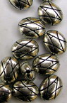 Bead metallic oval 10 mm color silver -50 grams