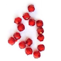 Мънисто с бяла основа кристал 8x8 мм дупка 2 мм червено -50 грама ~240 броя