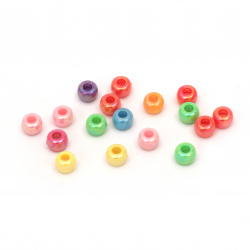 Bead - Dense Cylinder, Rainbow Shape, 9x6 mm, hole size 4 mm, mix - 50 grams, ~190 pieces.