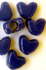 Margele inima solida 9x11x6,5 mm gaura 3,5 mm albastru -50 grame ~ 130 buc