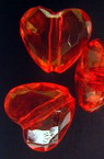 Bead crystal heart 20x18x10 mm hole 2 mm faceted red -50 grams ~ 25 pieces