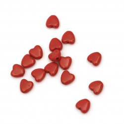 Acrylic heart solid beads for jewelry making 6x6.5x3 mm hole 1 mm red - 20 grams ~ 275 pieces