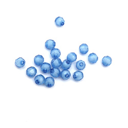 Mărgele  bilă de bază albă cu pereți multipli 8x8 mm gaură 2 mm albastru -50 grame ~ 200 buc