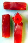 Acrylic edged cylinder beads 22x7 mm red - 50 grams