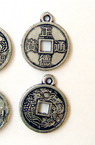 Pendant metallic coin 19x15x2 mm hole 1 mm silver -50 grams ~ 150 pieces