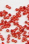 Glass beads 2 mm silver thread red -50 grams