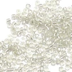 Transparent glass beads with silver3 mm silver thread -50 grams