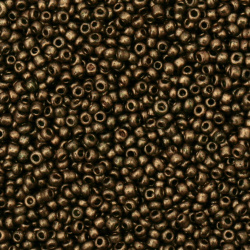 Painted Glass Seed Beads, Small Craft Beads, Brown Metal Color, 2 mm, 50 grams