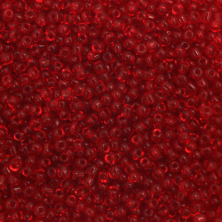 Γυάλινες χάντρες seed 4 mm διαφανές κόκκινο -50 γραμμάρια