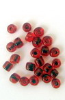 Margele de sticlă 4 mm roșu transparent cu fir negru -50 grame
