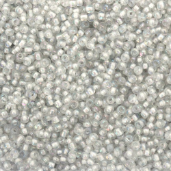 Γυάλινες χάντρες seed  4 mm διαφανείς  λευκό -50 γραμμάρια
