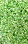 Glass Transparent Small Beads, Green Seed Beads Painted Inside, 3 mm, 50 grams 