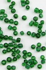 Мъниста стъклена 3 мм прозрачна тъмно зелена -50 грама