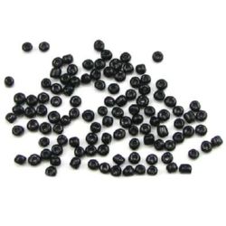 Glass beads 3 mm thick black -50 grams