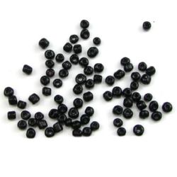 Glass beads 4 mm thick black -50 grams