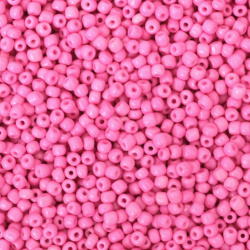 Γυάλινες χάντρες  seed  4 mm διαφανές με βασή γυαλιστερό ροζ -50 γραμμάρια