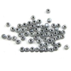 Γυάλινες χάντρες  seed 4 mm γκρι Κεϋλάνης -50 γραμμάρια