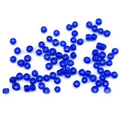 Margele de sticlă 4 mm albastru închis transparent -50 grame