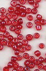 Glass beads 3 mm transparent pearl red -50 grams