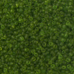 Γυάλινες χάντρες  seed 4 mm ματ πράσινο 1 -50 γραμμάρια